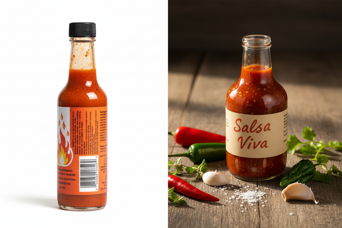 Comparación entre ultraprocesados y salsa fermentada natural con ingredientes reales