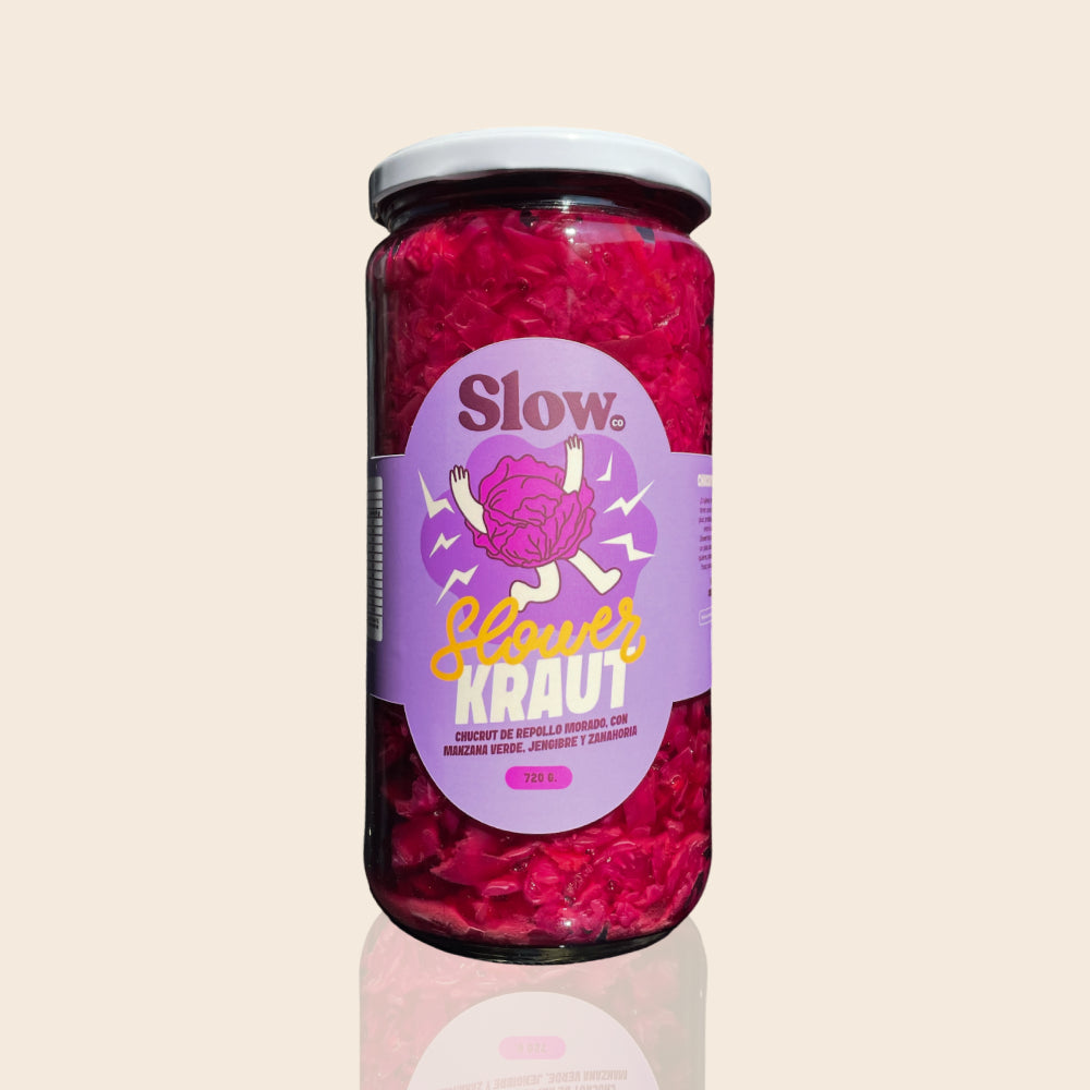 Chucrut de Repollo Morado con Manzana Verde, Jengibre y Zanahoria