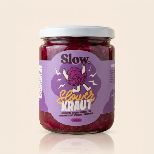 Chucrut de repollo morado fermentado con jengibre y manzana verde