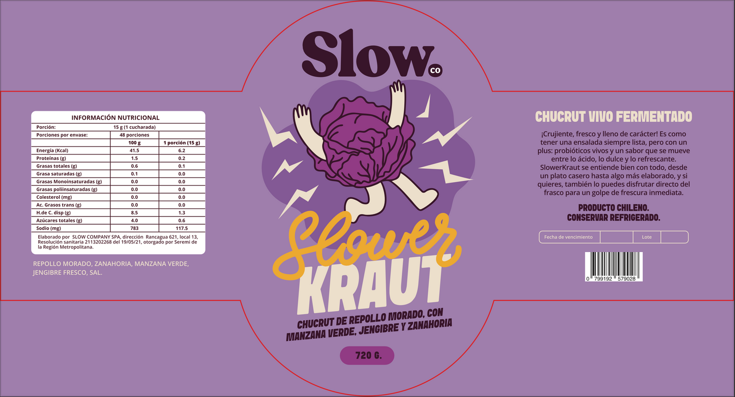 Chucrut de repollo morado fermentado con jengibre y manzana verde