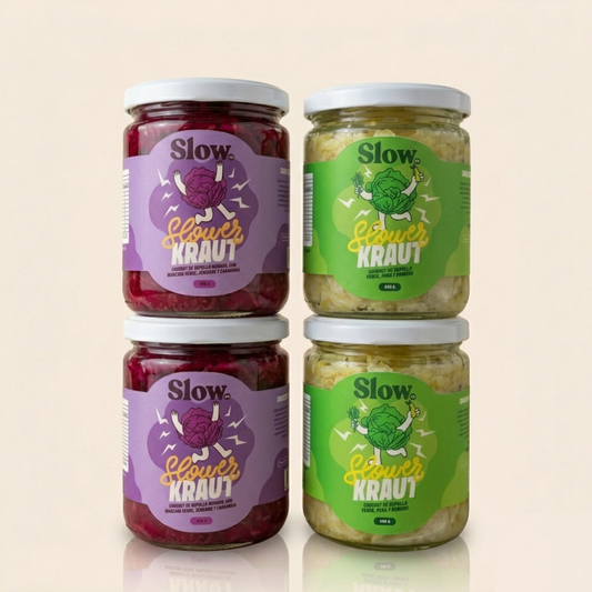 Pack de 2 chucrut repollo betarraga y 2 chucrut pera romero fermentados