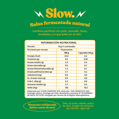 Ficha técnica salsa fermentada de piña y ají verde
