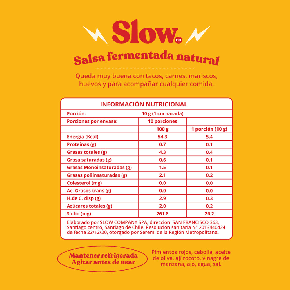 Ficha técnica salsa fermentada de rocoto y pimentón rojo